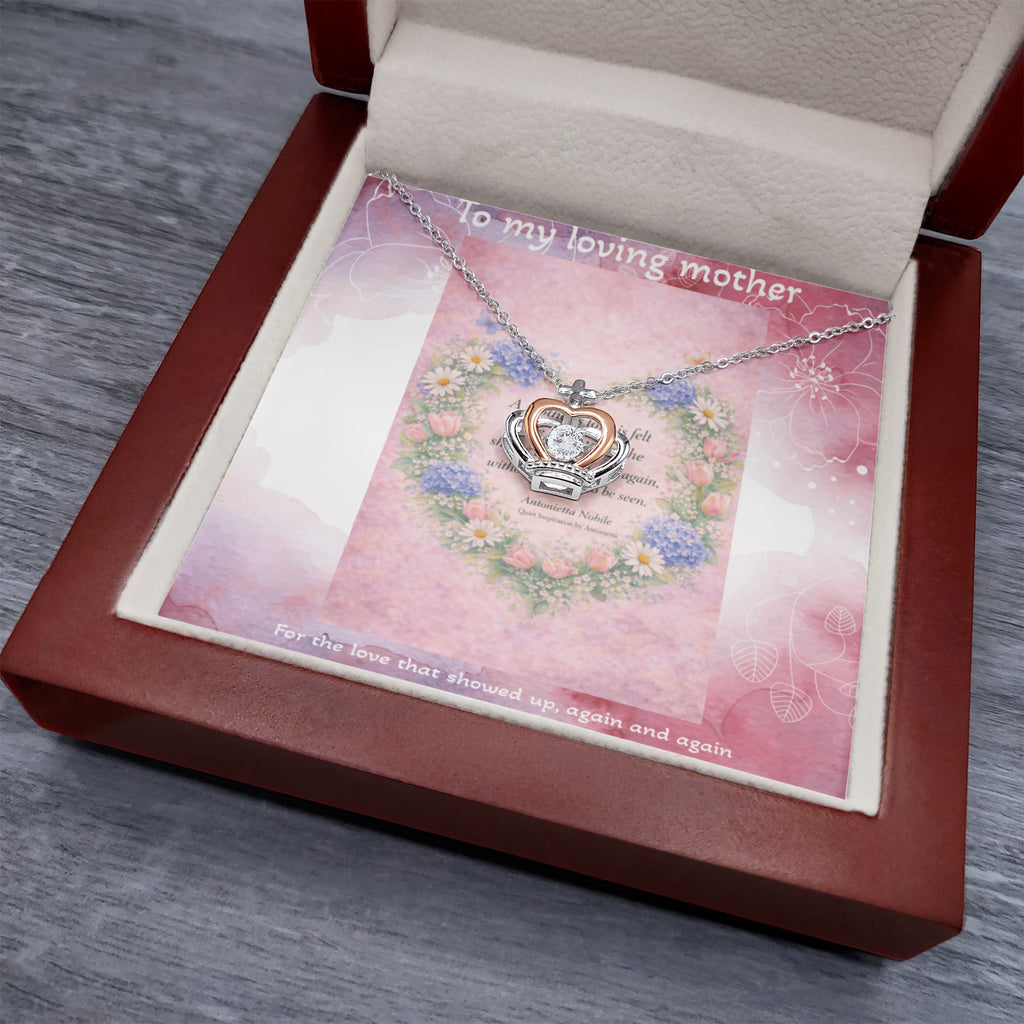 Mother's Love Crown Pendant Necklace Gift for Mom | Meaningful Mother Daughter Jewelry Keepsake