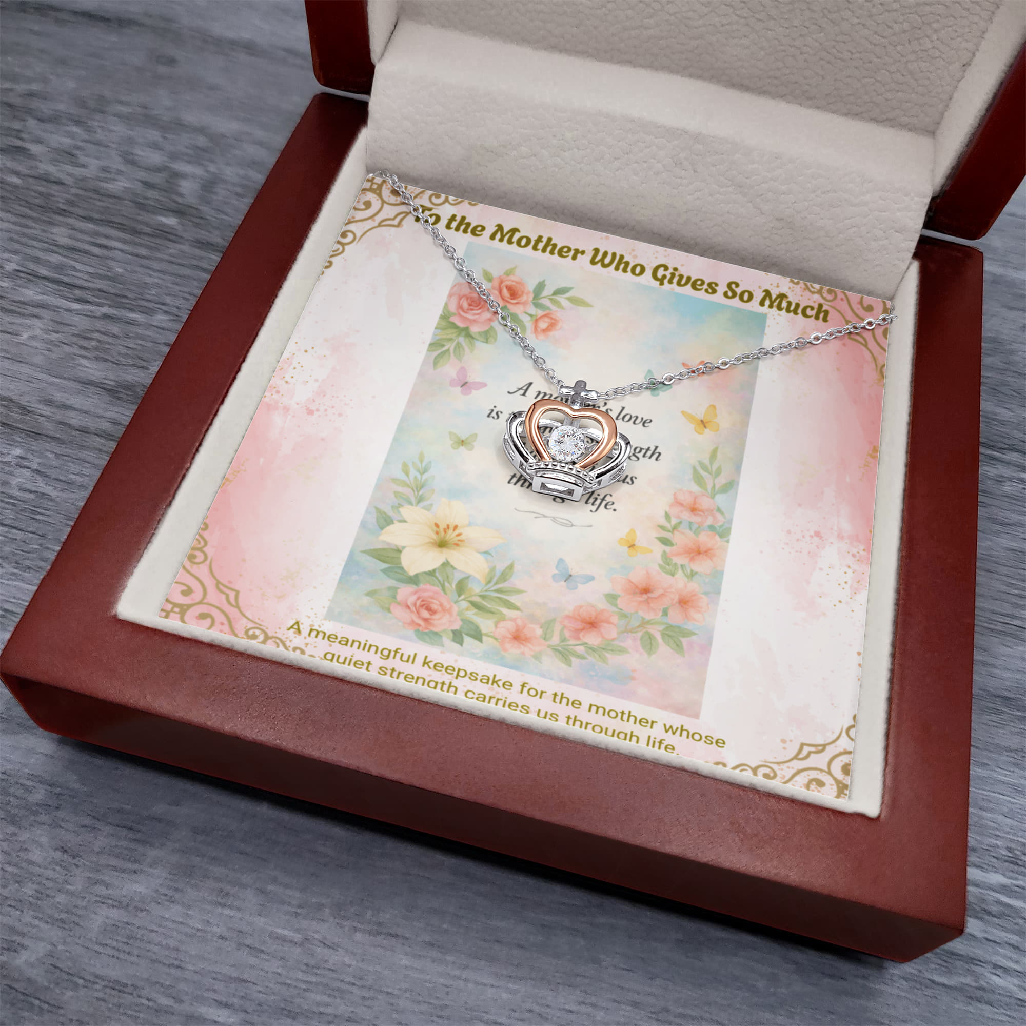 Gift for Mom Crown Pendant Necklace – Meaningful Mother's Love Jewelry Keepsake
