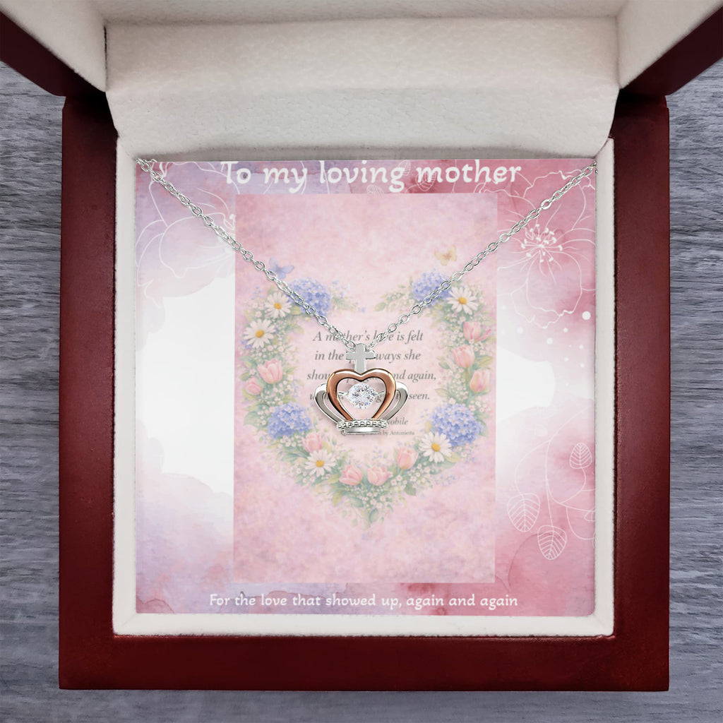 Mother's Love Crown Pendant Necklace Gift for Mom | Meaningful Mother Daughter Jewelry Keepsake