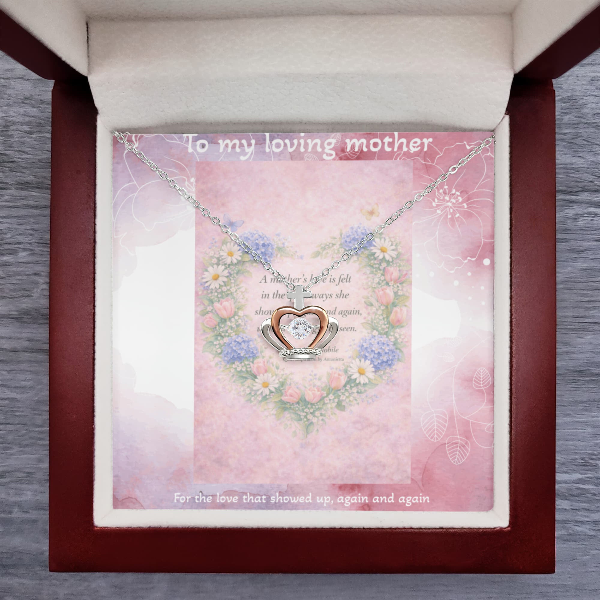 Mother's Love Crown Pendant Necklace Gift for Mom | Meaningful Mother Daughter Jewelry Keepsake