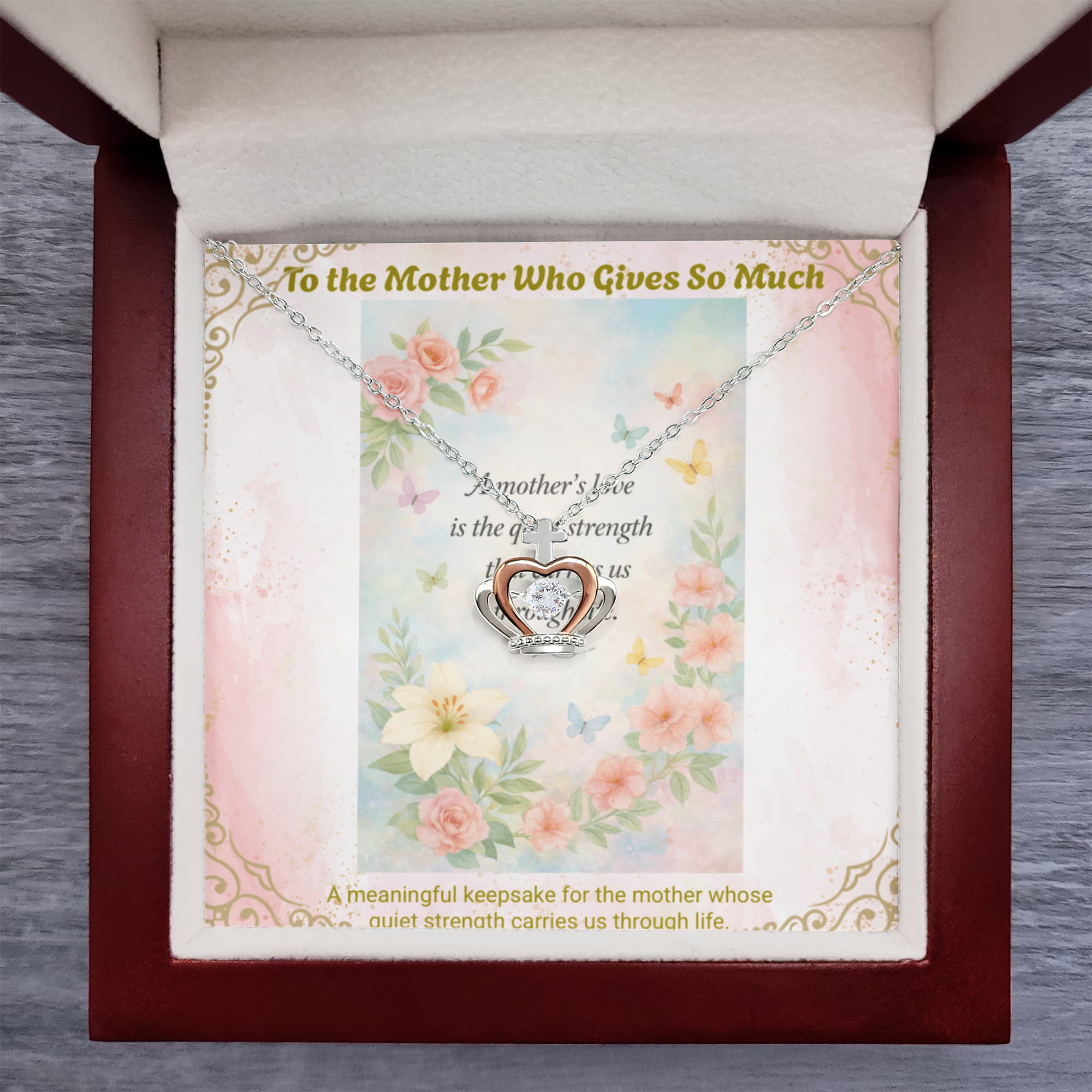 Gift for Mom Crown Pendant Necklace – Meaningful Mother's Love Jewelry Keepsake