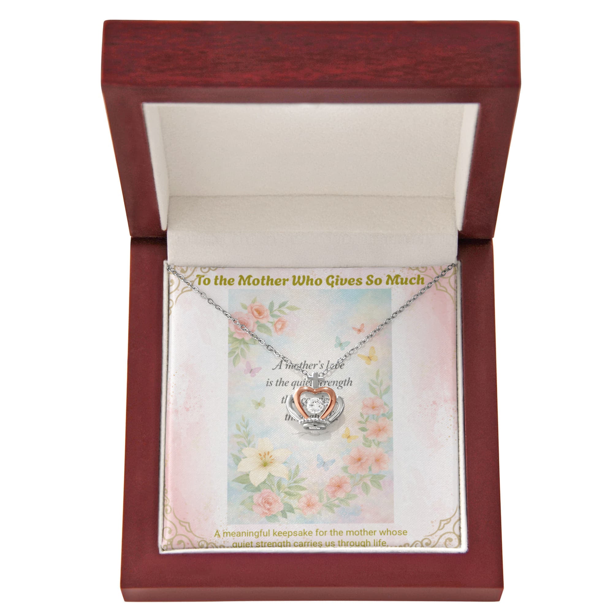 Gift for Mom Crown Pendant Necklace – Meaningful Mother's Love Jewelry Keepsake