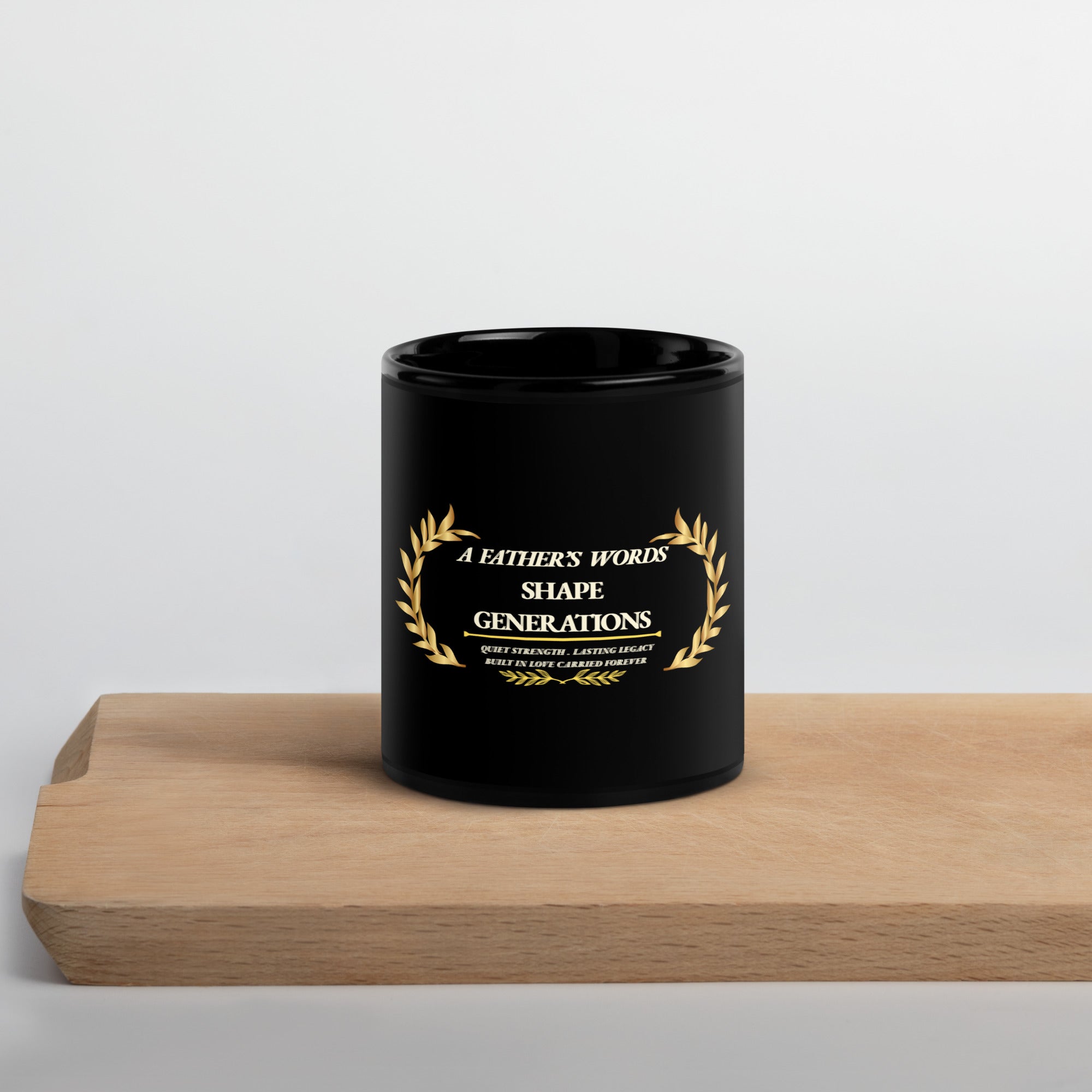 A Father’s Words Shape Generations Black Mug Gift for Dad Grandpa Father Coffee Cup