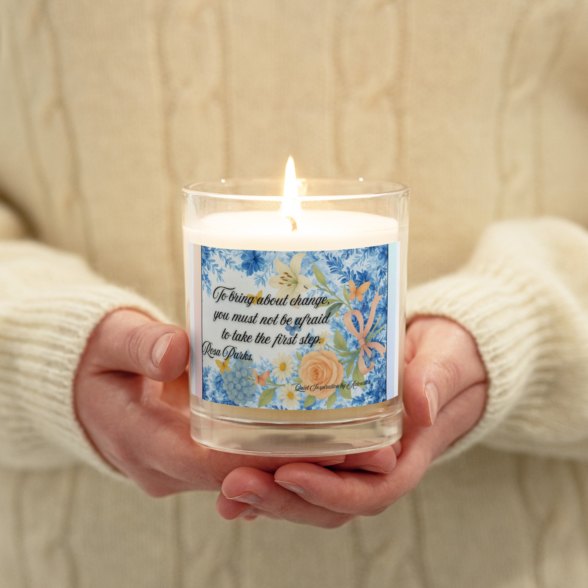 Rosa Parks, “ to bring about change…” Glass jar soy wax candle