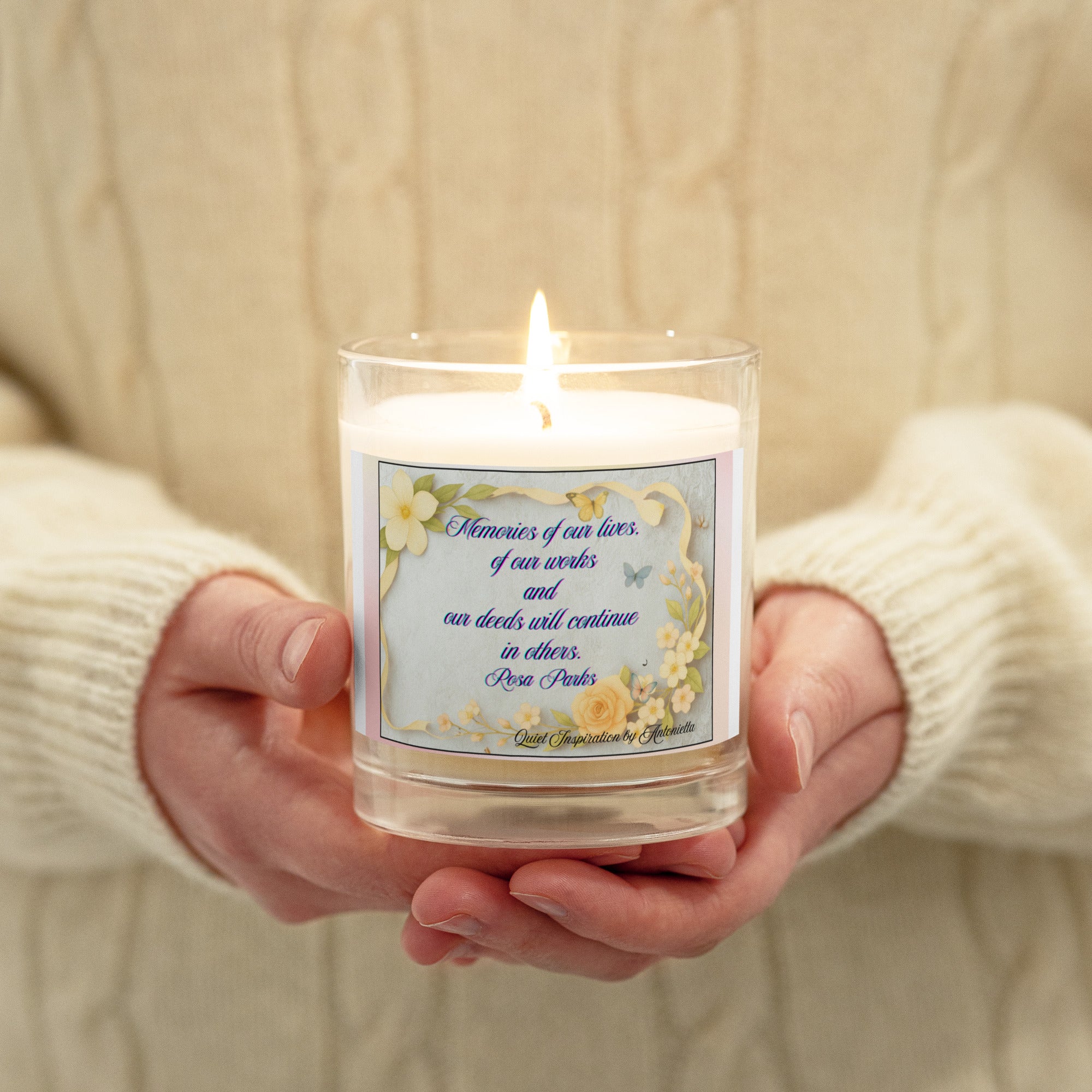 Rosa Parks,” Memories of our lives…” Glass jar soy wax candle