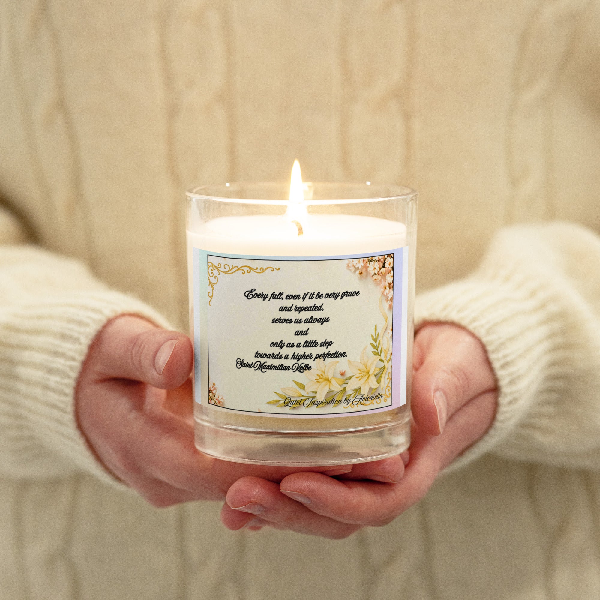 Saint Maxmilian Kolbe, “ Every step…”  jar soy wax candle