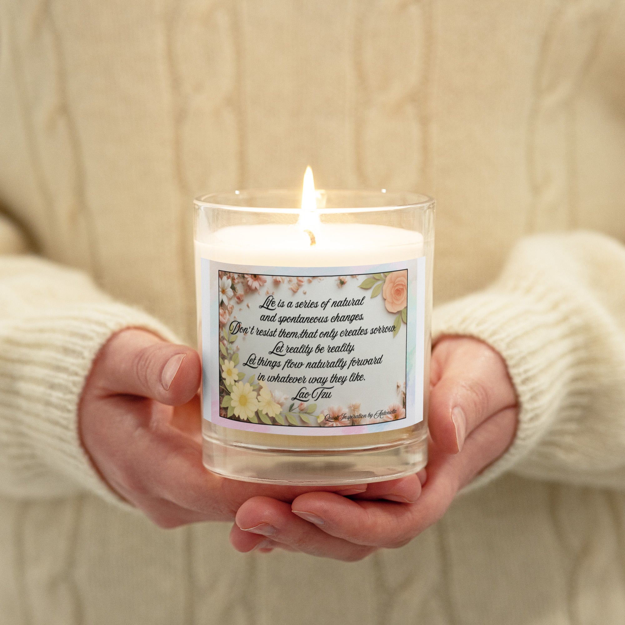 Glass jar soy wax candle