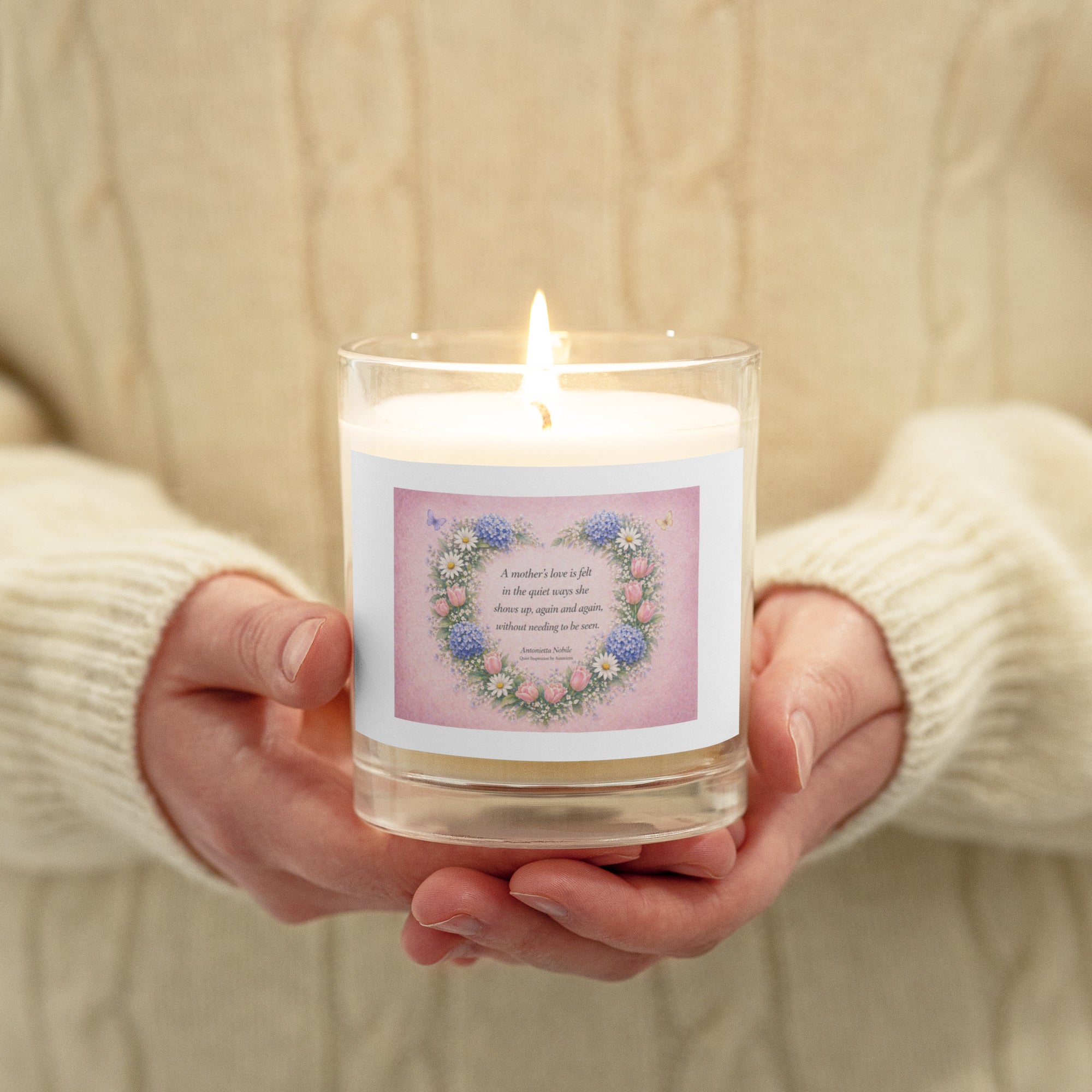 Floral Quote Candle for Mom – Soft Pastel Home Decor Gift