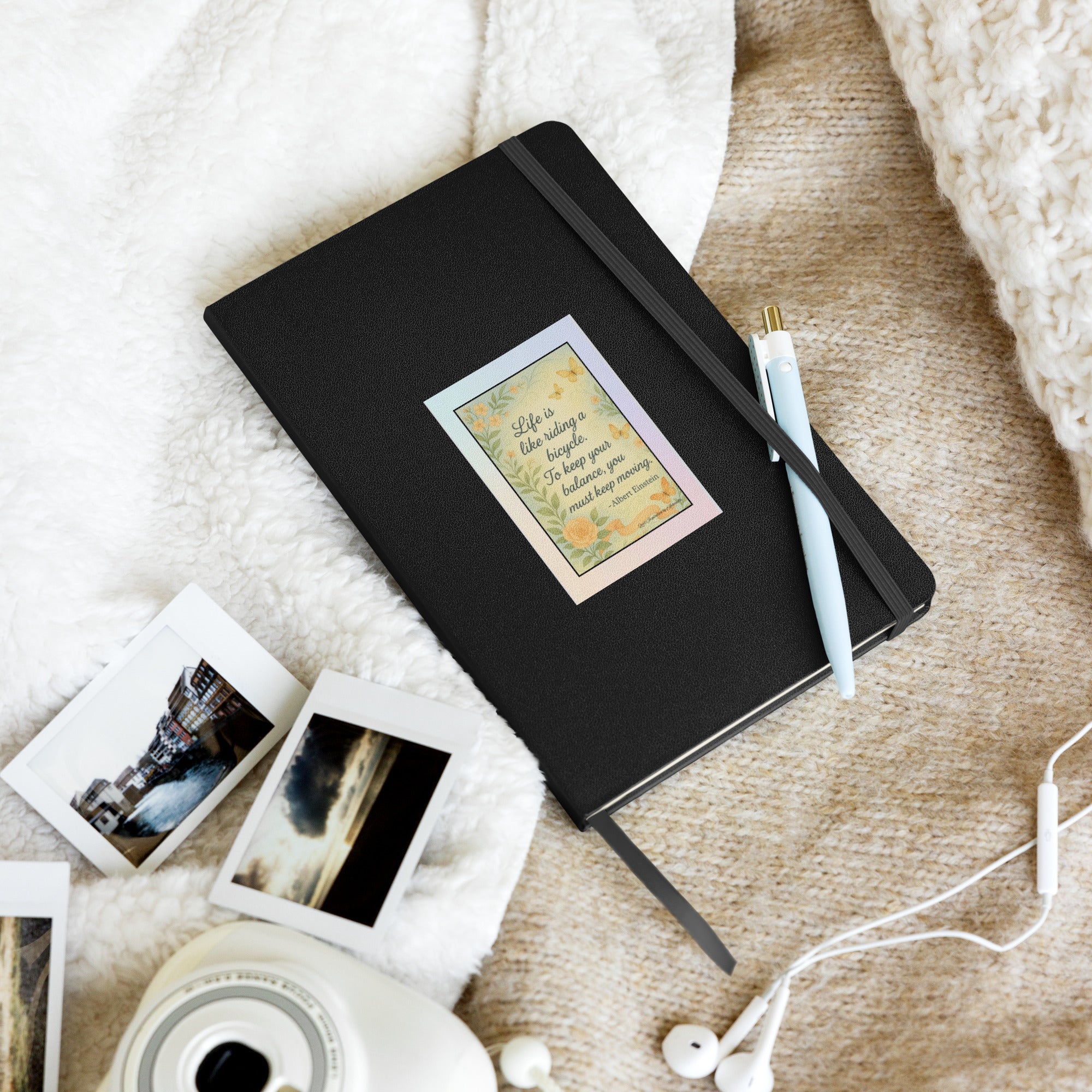 “Life is Like Riding a Bike…” Albert Einstein QuoteHardcover bound notebook