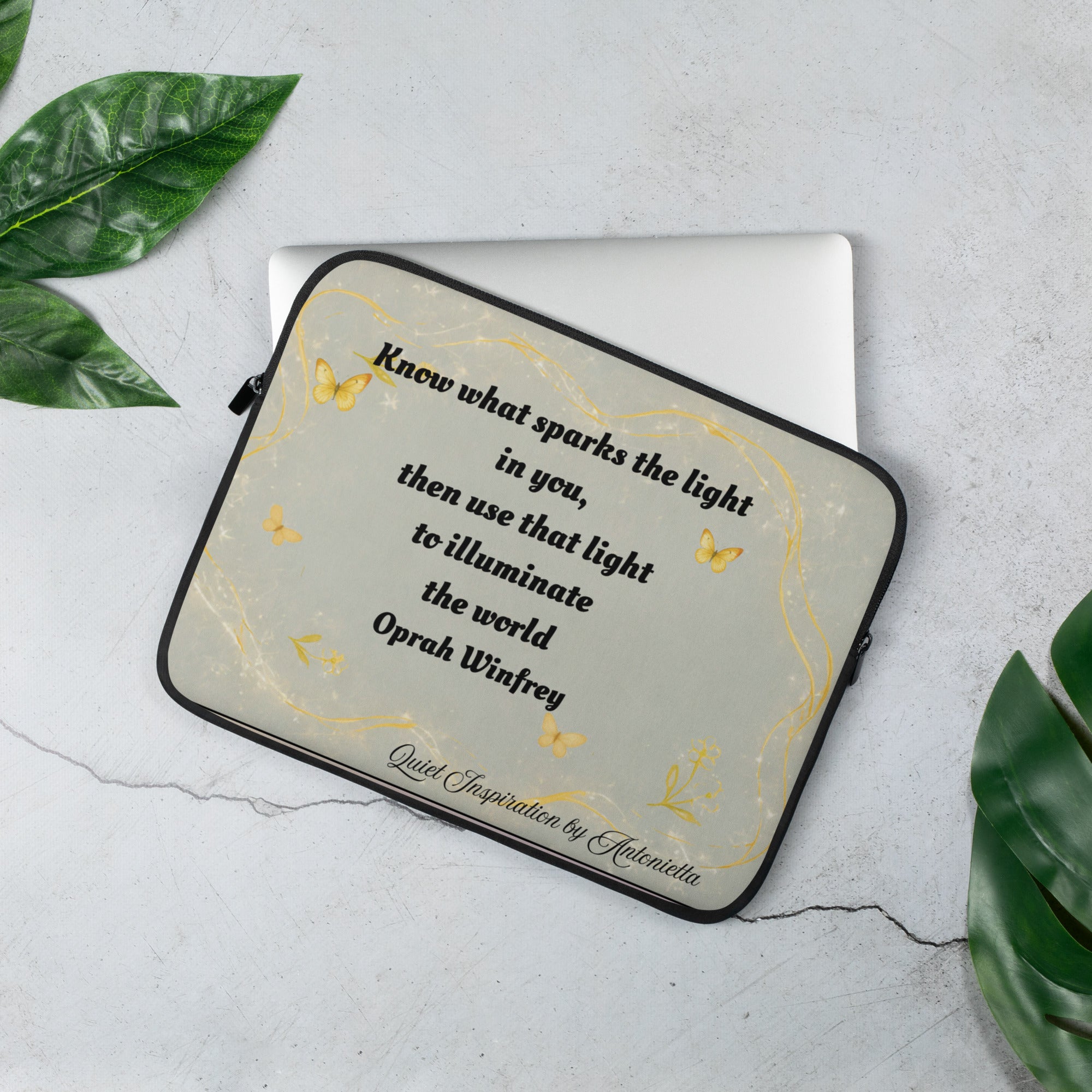 Oprah Winfrey, “ Know what sparks the light within you” Laptop Sleeve