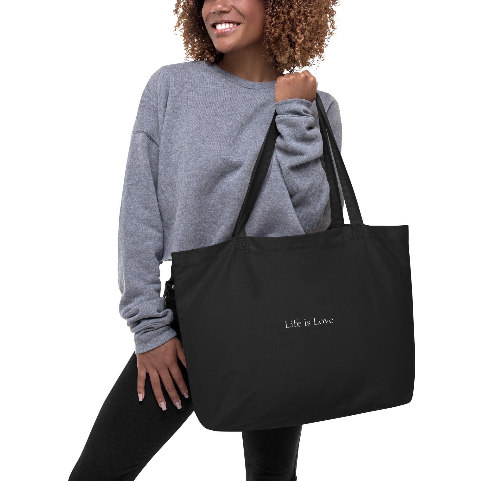 Life is Love Inspirational  Large organic tote bag