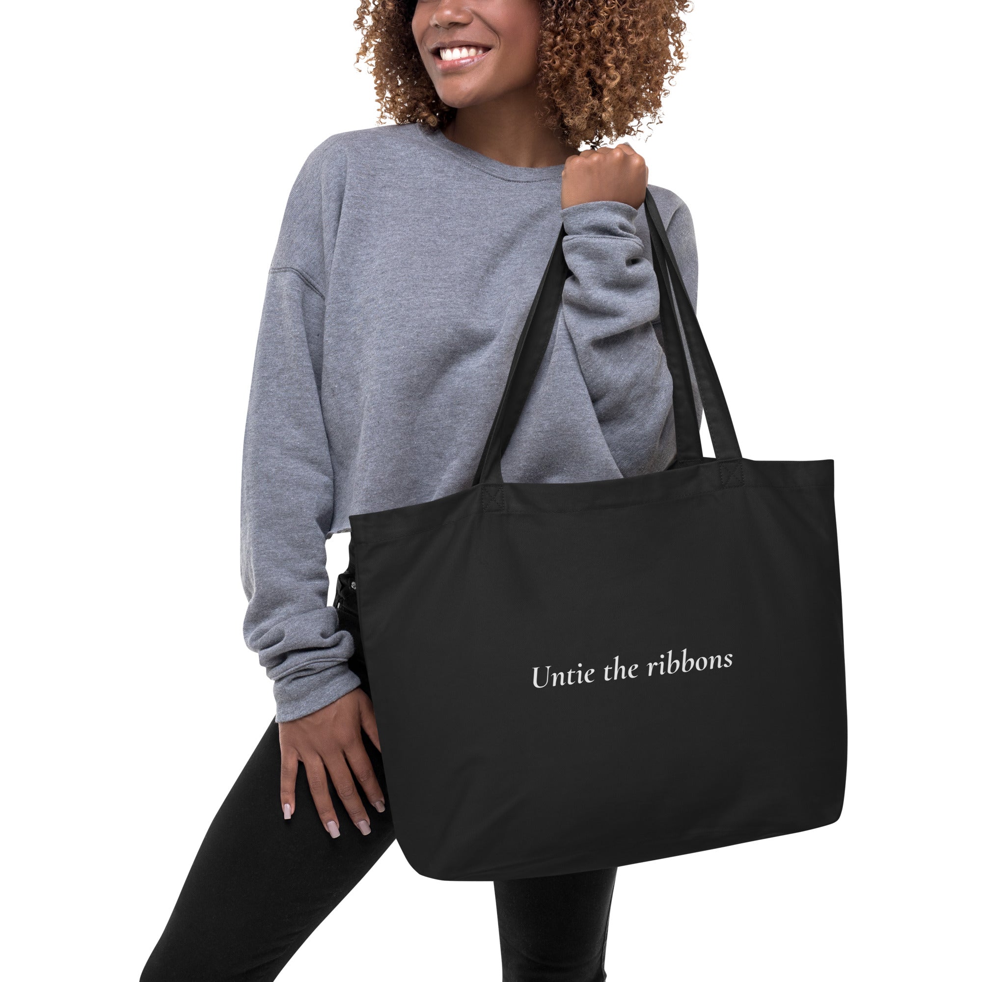 Untie the Ribbons Inspirational Large organic tote bag