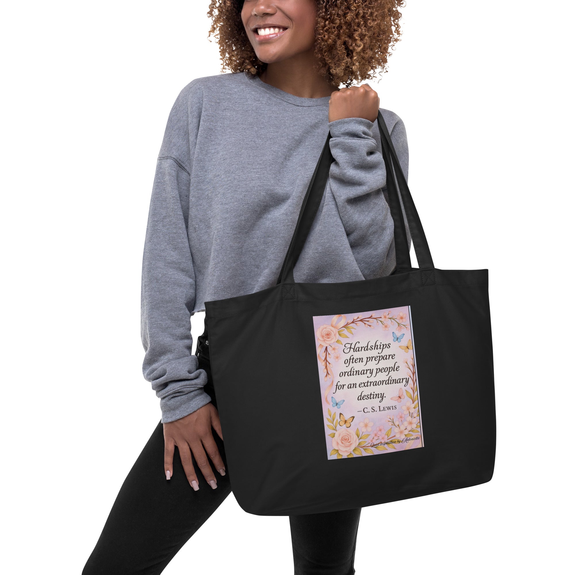 Hope Goes With You Inspirational Large organic tote bag