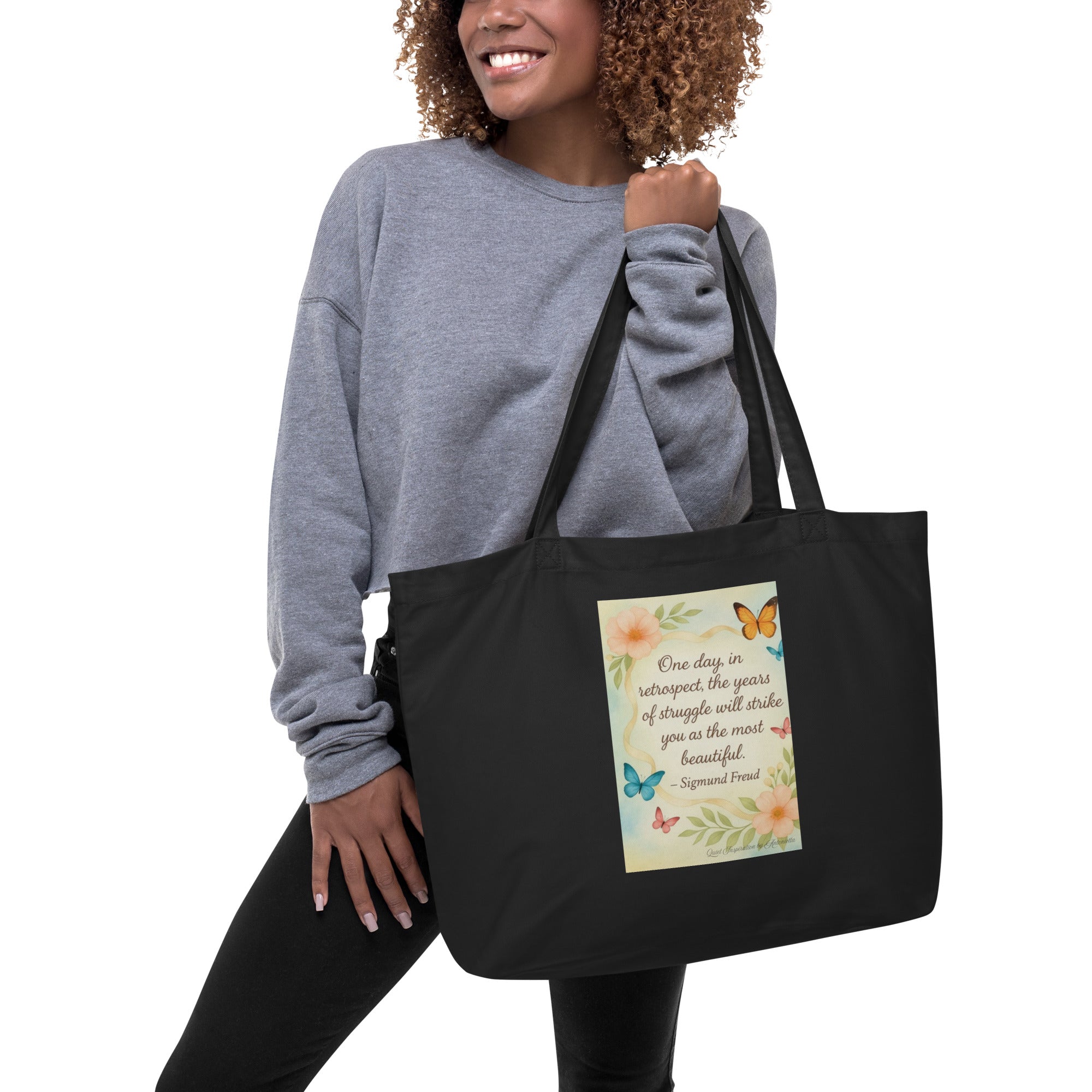 One Day All This Will Make Sense Inspirational Large organic tote bag