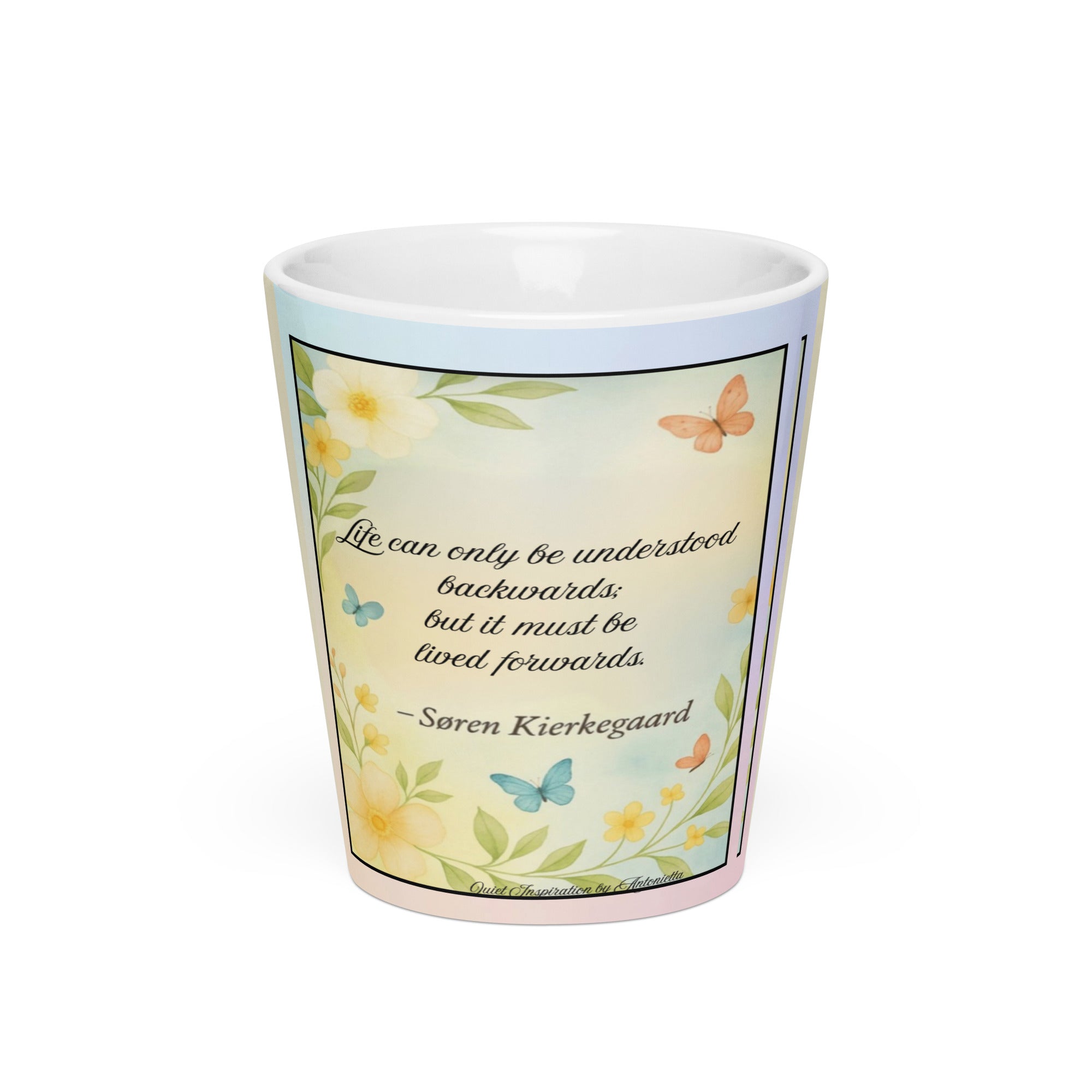 Soren Kierkegaard, “ Life can only be understood…”Latte mug