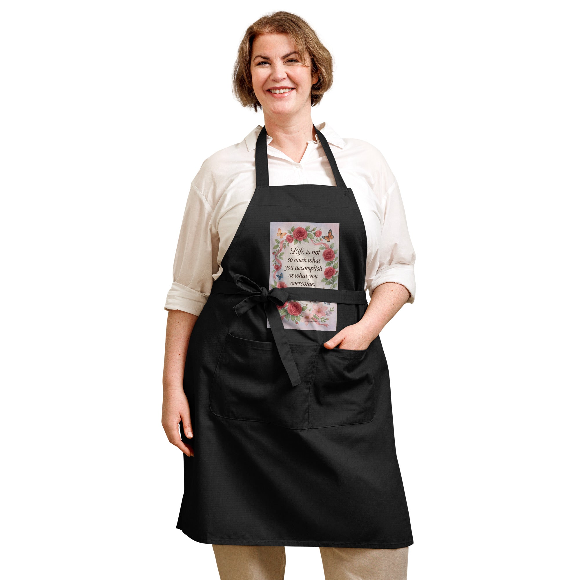 “Life is Not… Robin Roberts Inspirational Quote Organic cotton apron