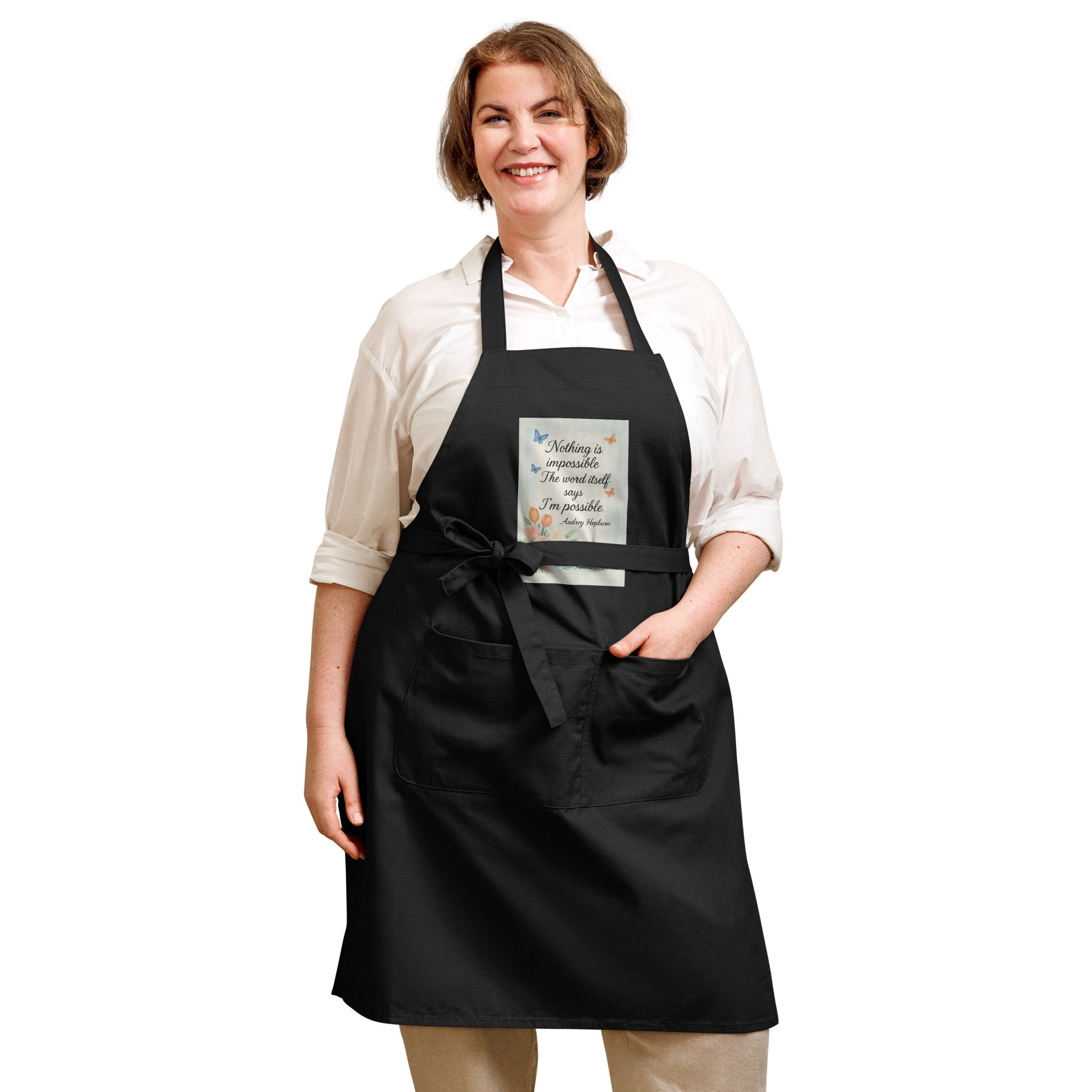 Positive Floral Apron | Inspirational Cooking & Baking Gift  Organic cotton apron