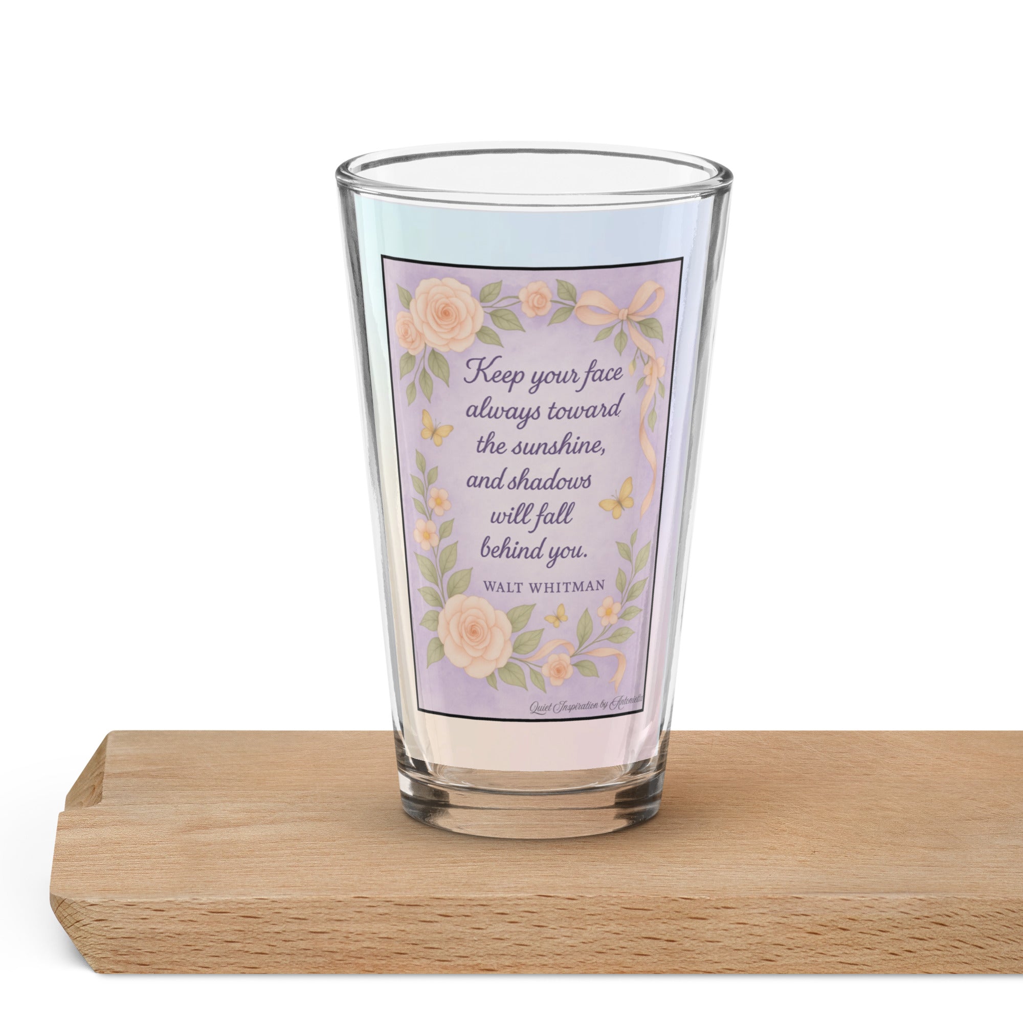 Walt Wiltman, “ Keep Your Face…” Shaker pint glass