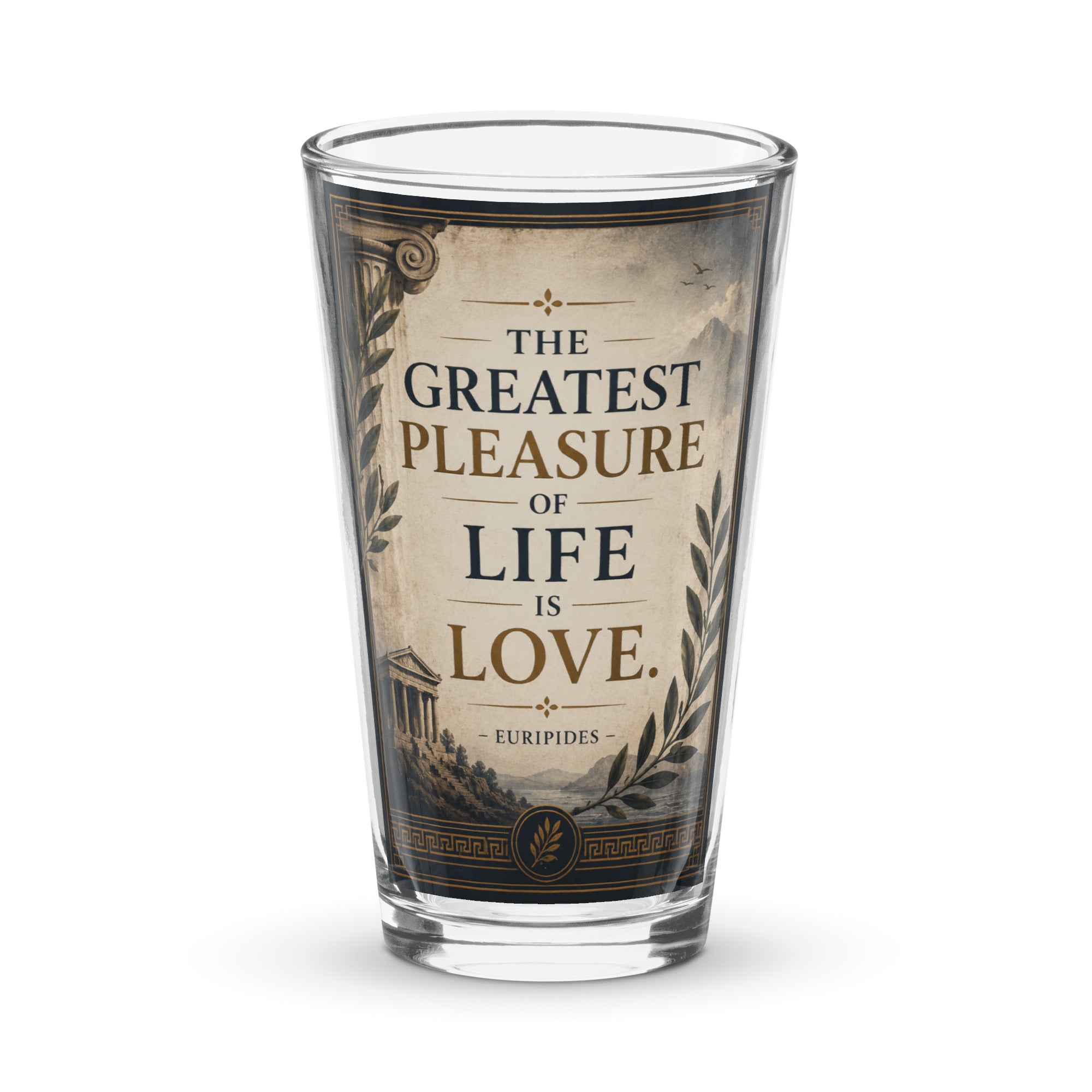 Father’s Day Pint Glass for Dad | Euripides Love Quote Beer Glass Gift for Men