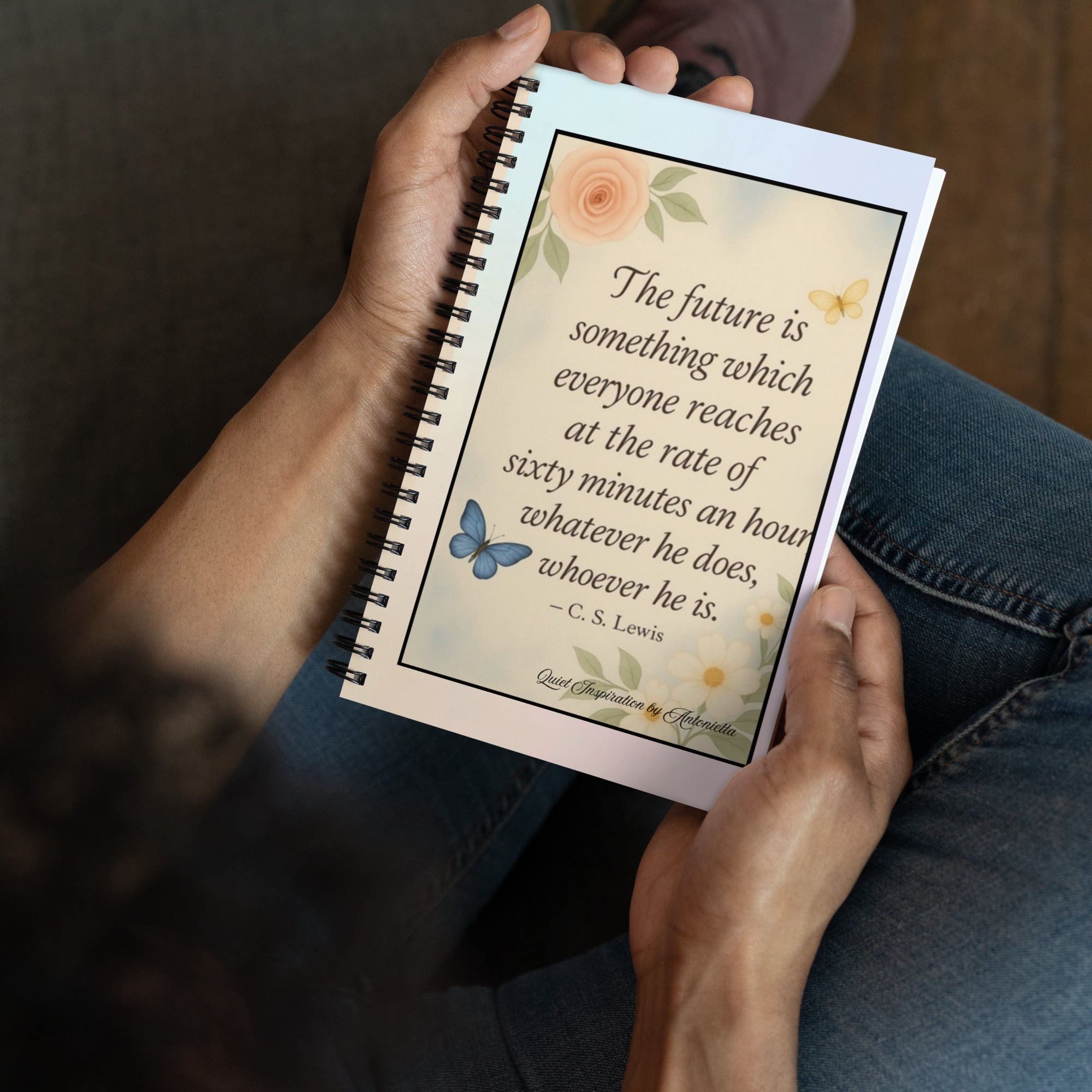 C.S. Lewis Quote, “ The future is something…”Spiral notebook