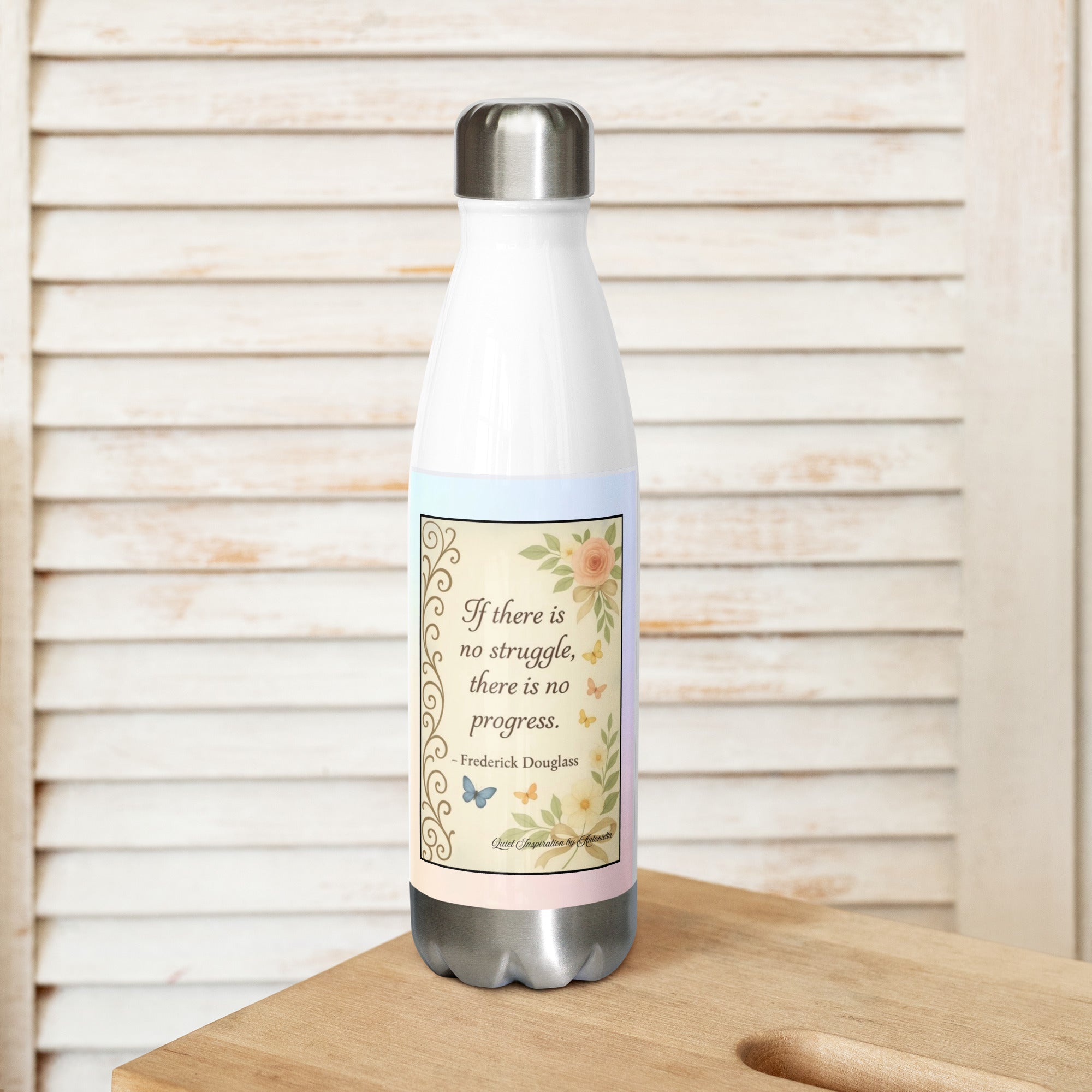 Frederick Douglass, “ If there is no struggle…”Stainless steel water bottle