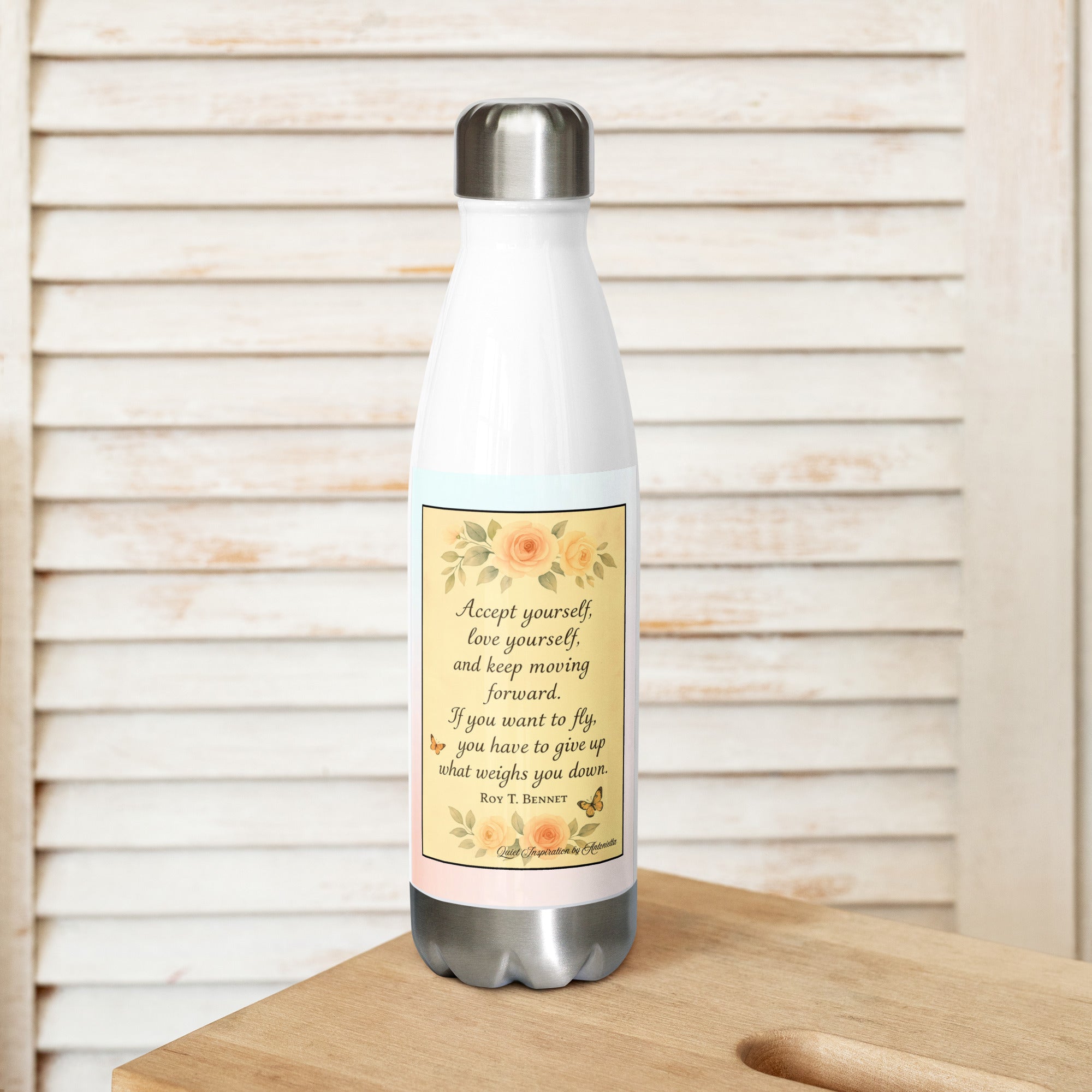 Roy T. Bennet, “ Accept Yourself…” Stainless steel water bottle