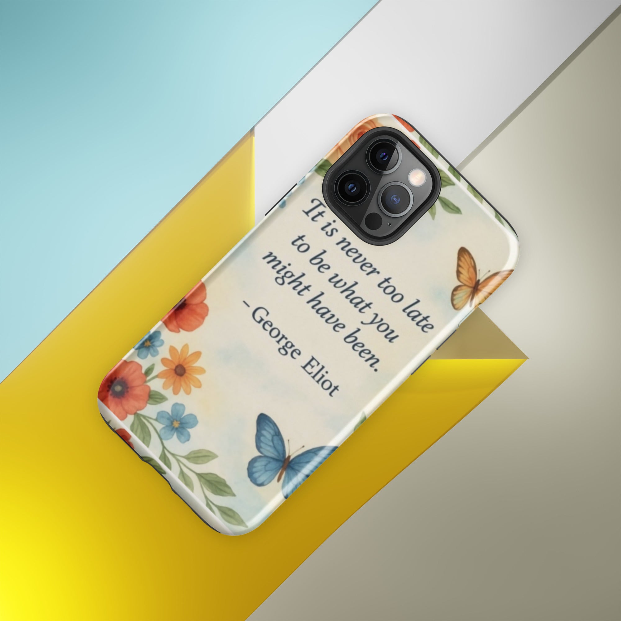 Tough Case for iPhone®12 Pro Max, Inspirational Quote,“It’s never too late…” Motivational Tough Case