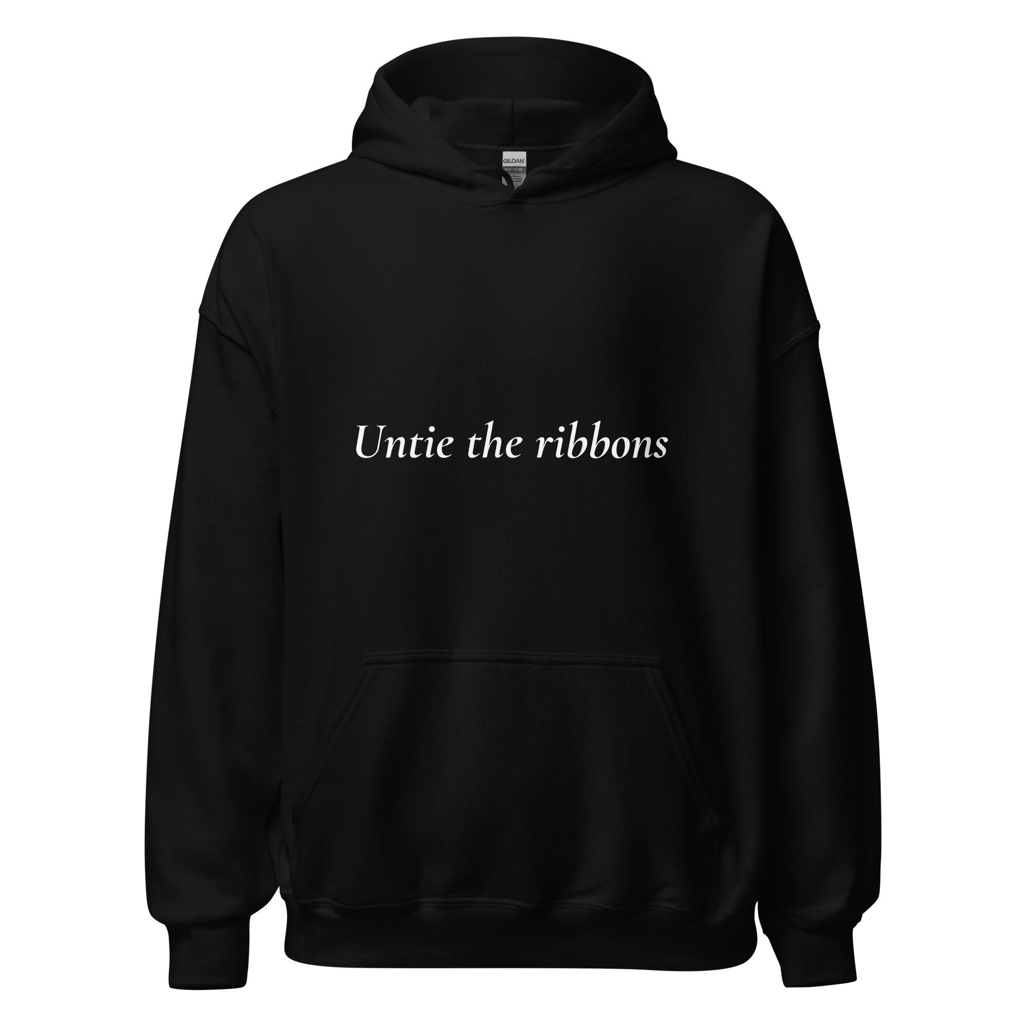 Untie the ribbons Black Unisex Hoodie, Quiet Inspiration by Antonietta